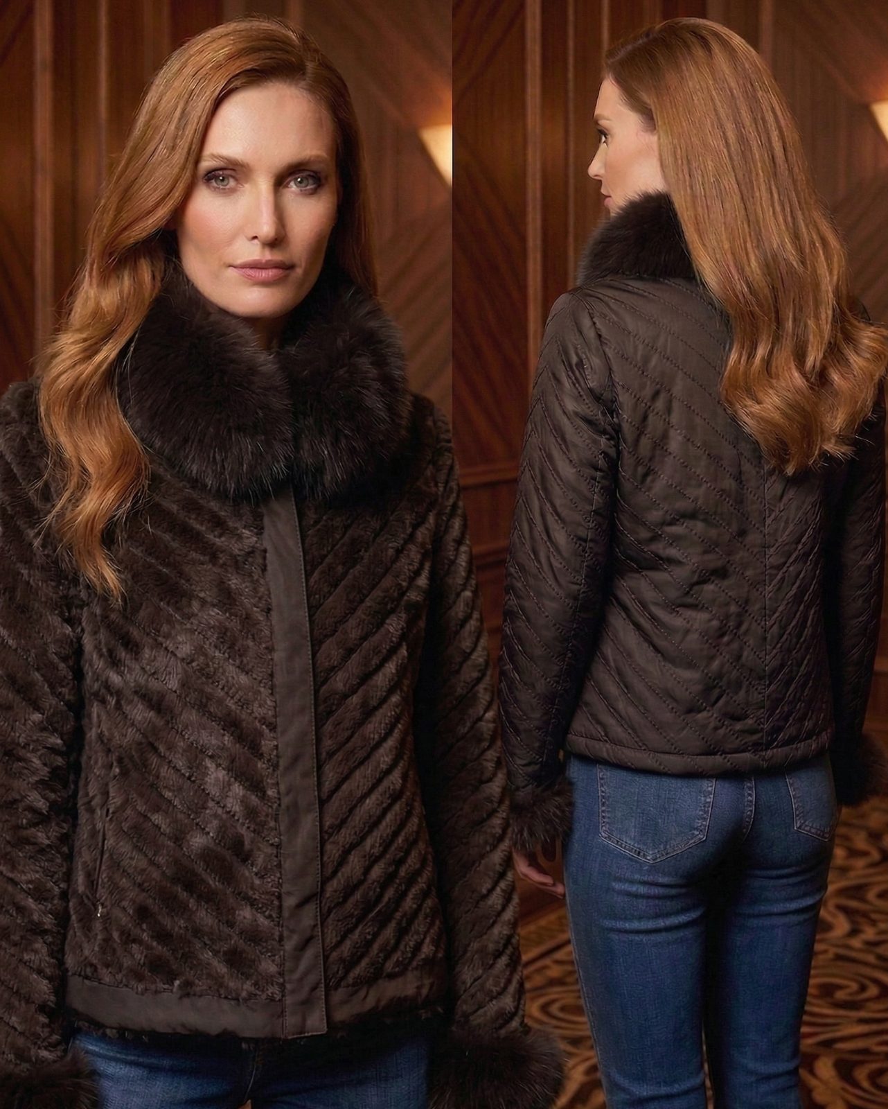 CHAQUETA REVERSIBLE CONEJO CUELLO DESMONTABLE