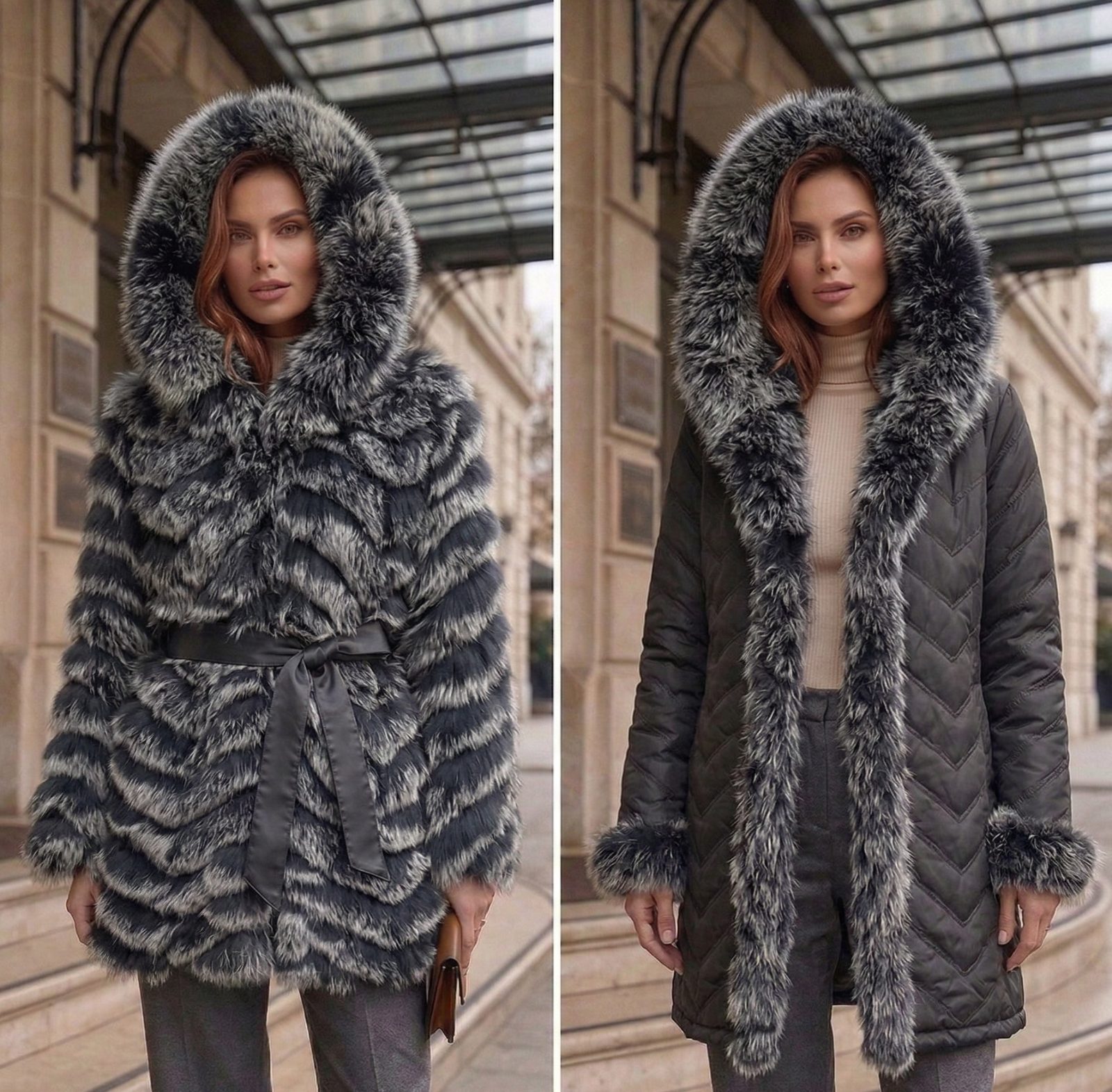CHAQUETA ZORRO REVERSIBLE LARGA ATAR C/CAPUCHA