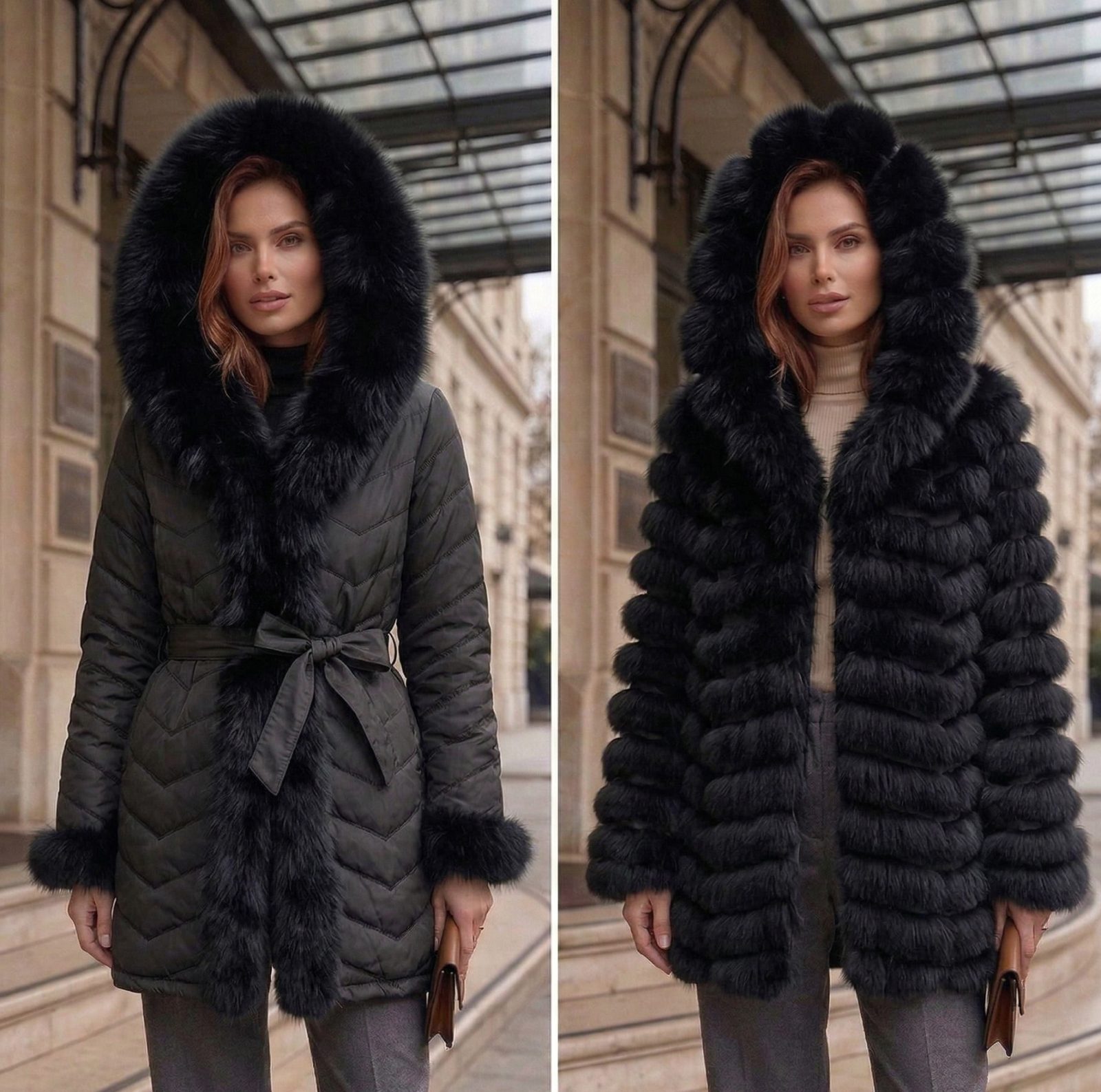 CHAQUETA ZORRO REVERSIBLE LARGA ATAR C/CAPUCHA