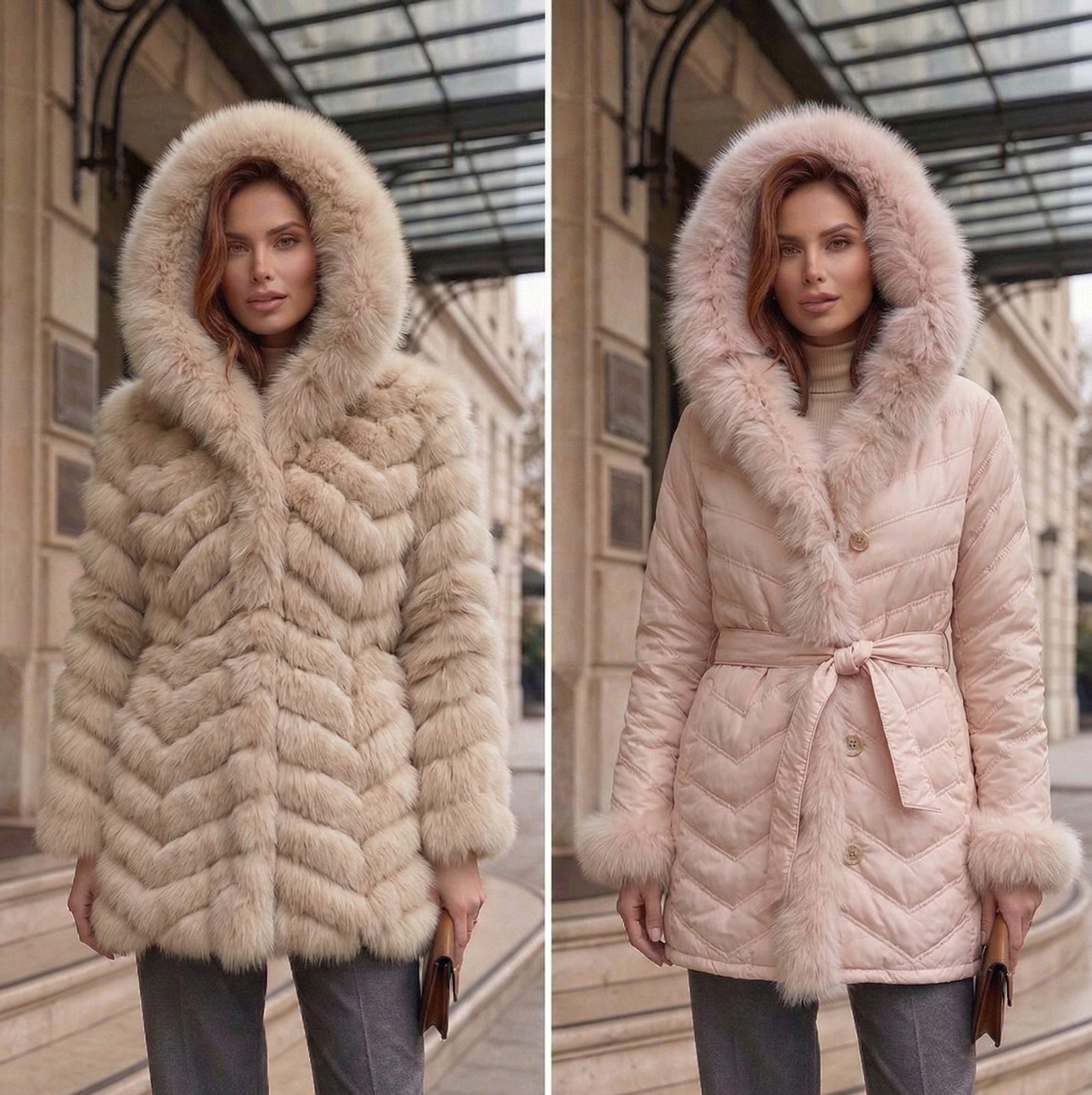 CHAQUETA ZORRO REVERSIBLE LARGA ATAR C/CAPUCHA