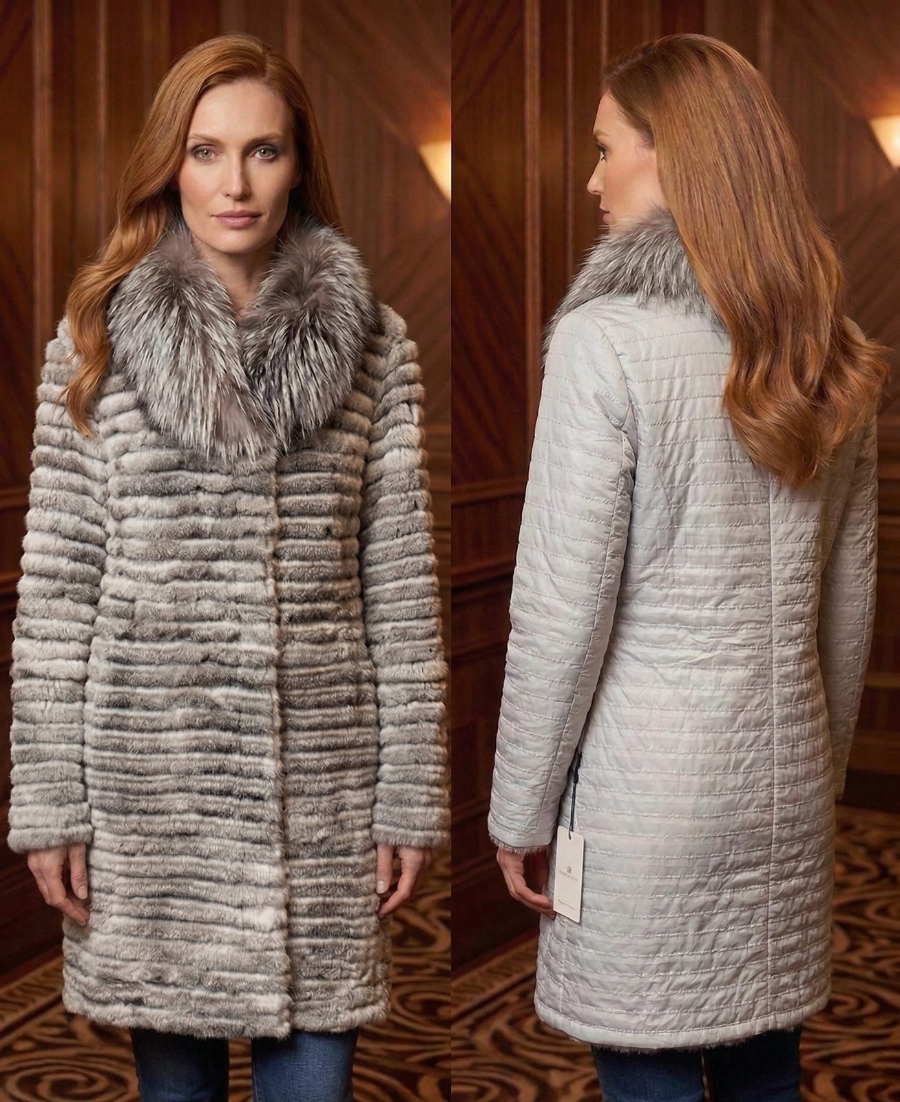 CAMPERA CONEJO REVERSIBLE LARGA 