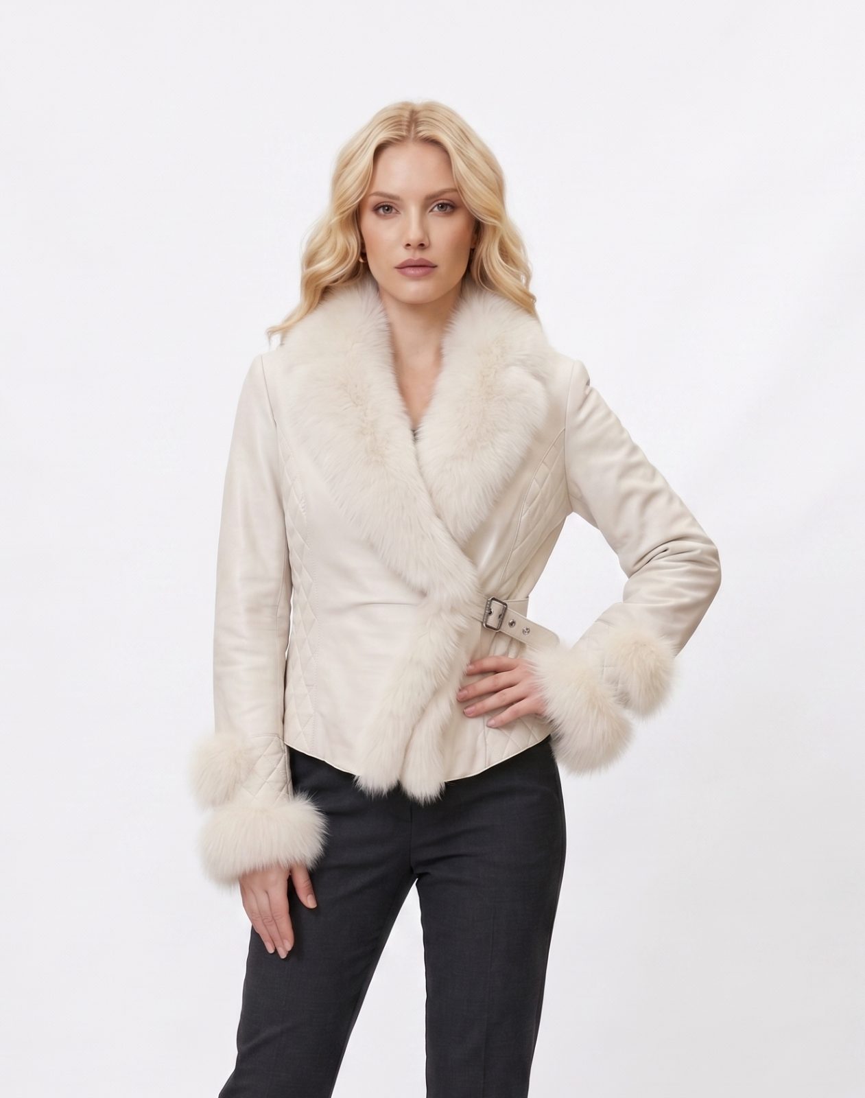 CHAQUETA CUERO CUELLO ZORRO