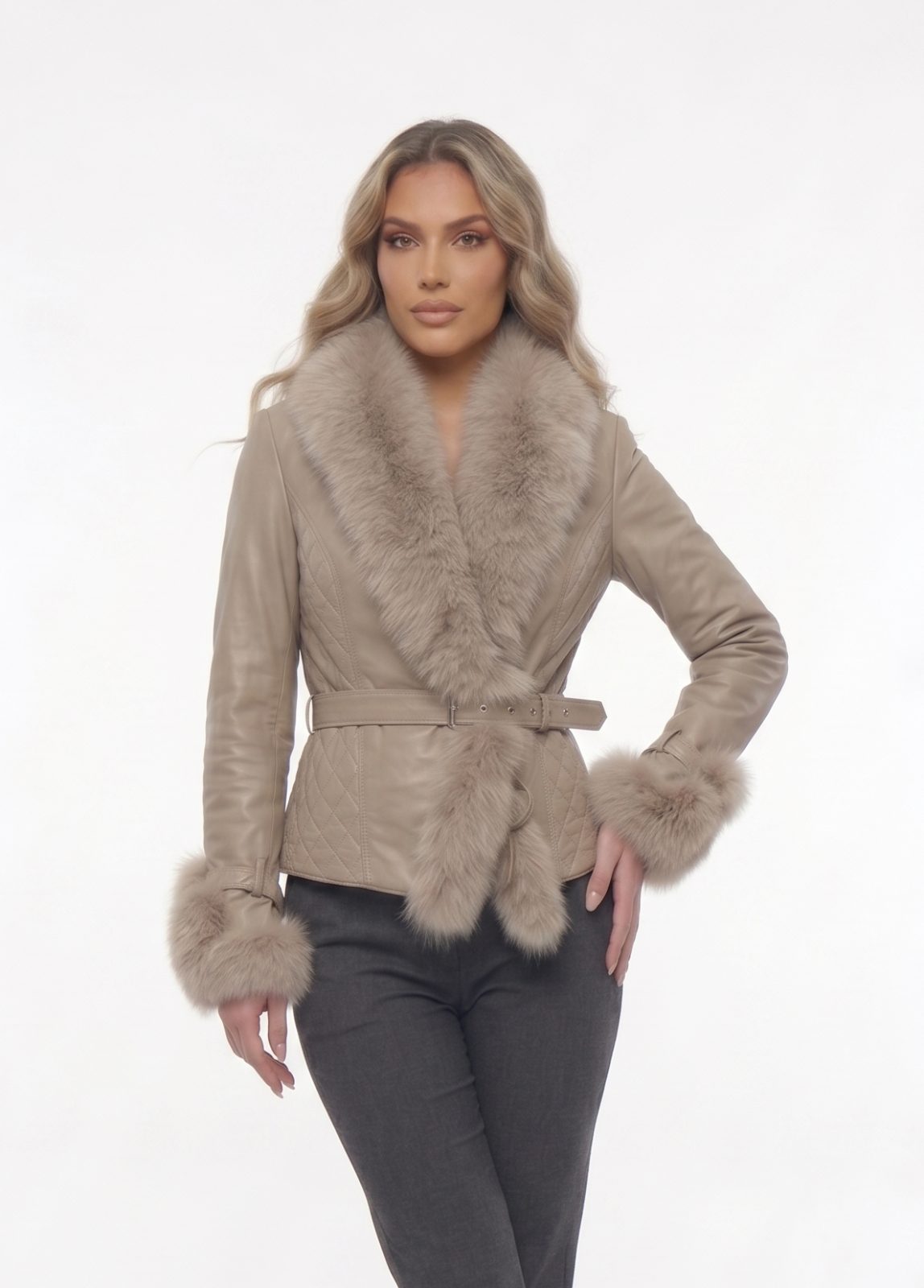 CHAQUETA CUERO CUELLO ZORRO