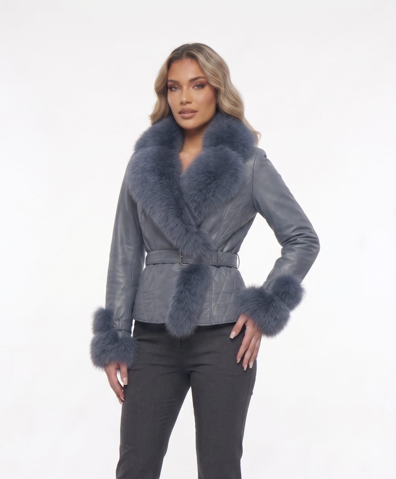 CHAQUETA CUERO CUELLO ZORRO