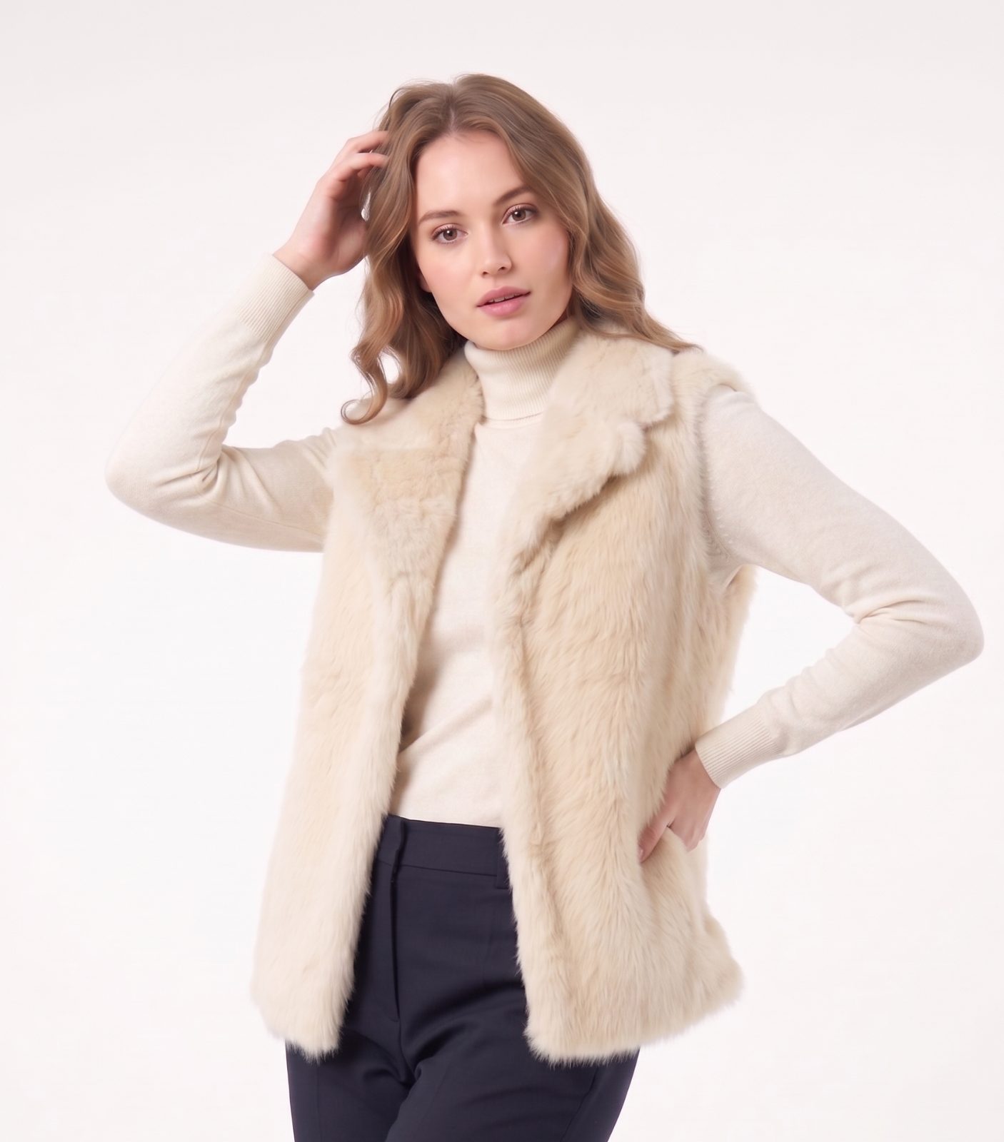 CHALECO PIEL ENTERA REVERSIBLE CONEJO