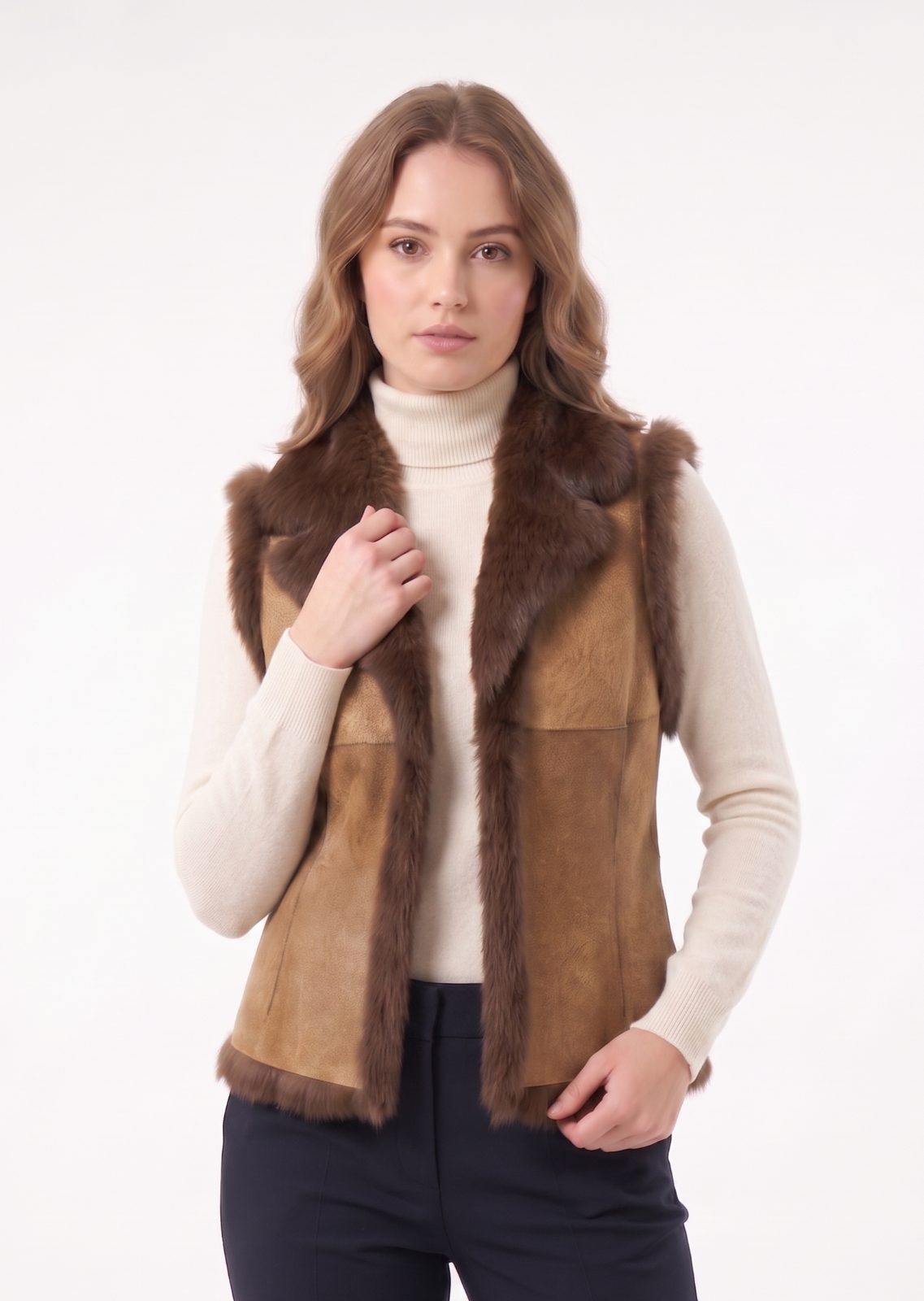 CHALECO PIEL ENTERA REVERSIBLE CONEJO