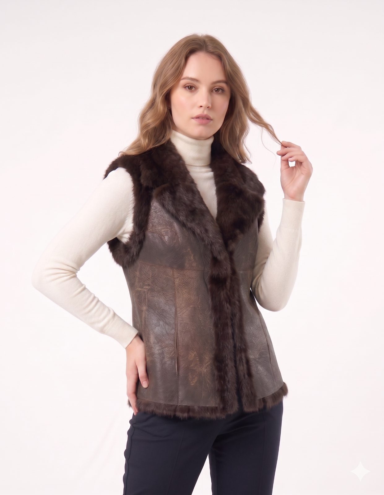 CHALECO PIEL ENTERA REVERSIBLE CONEJO