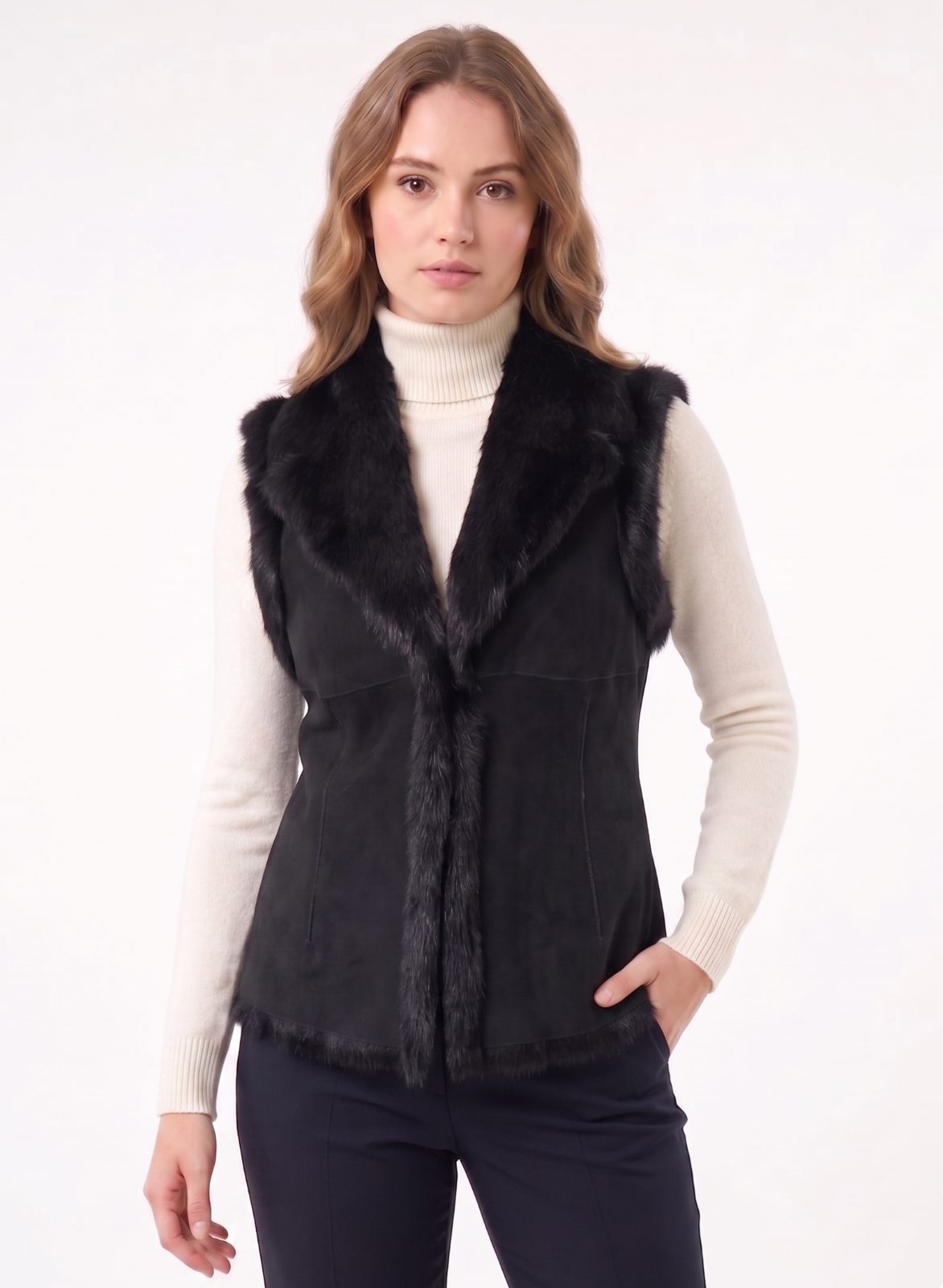 CHALECO PIEL ENTERA REVERSIBLE CONEJO