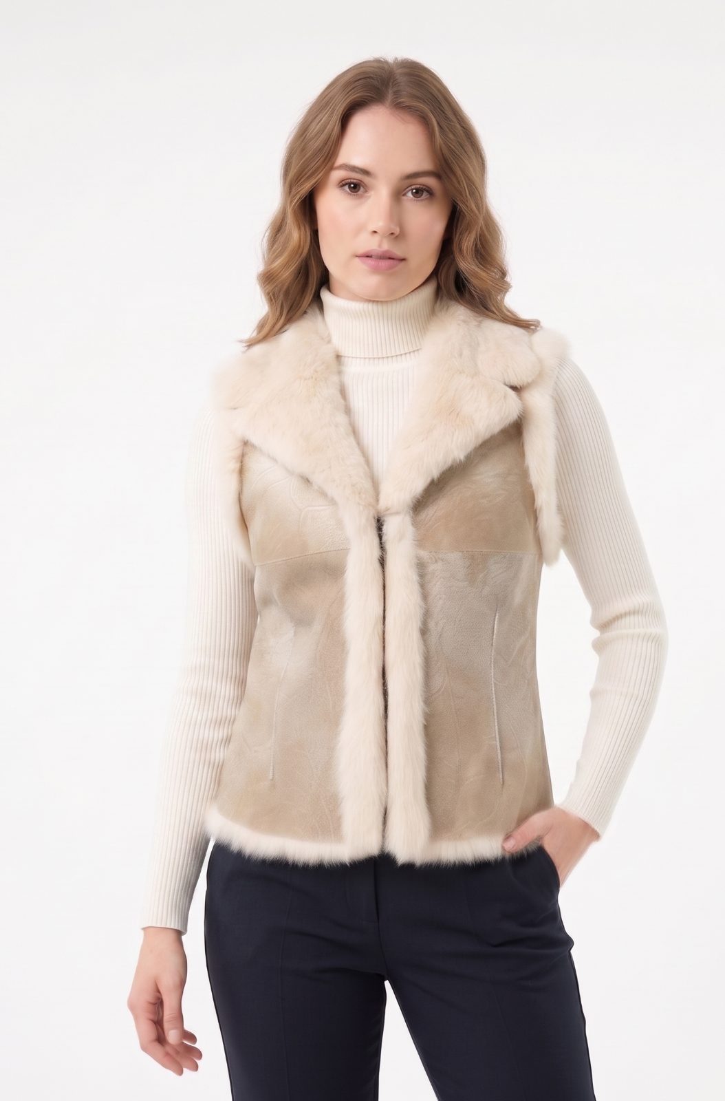 CHALECO PIEL ENTERA REVERSIBLE CONEJO