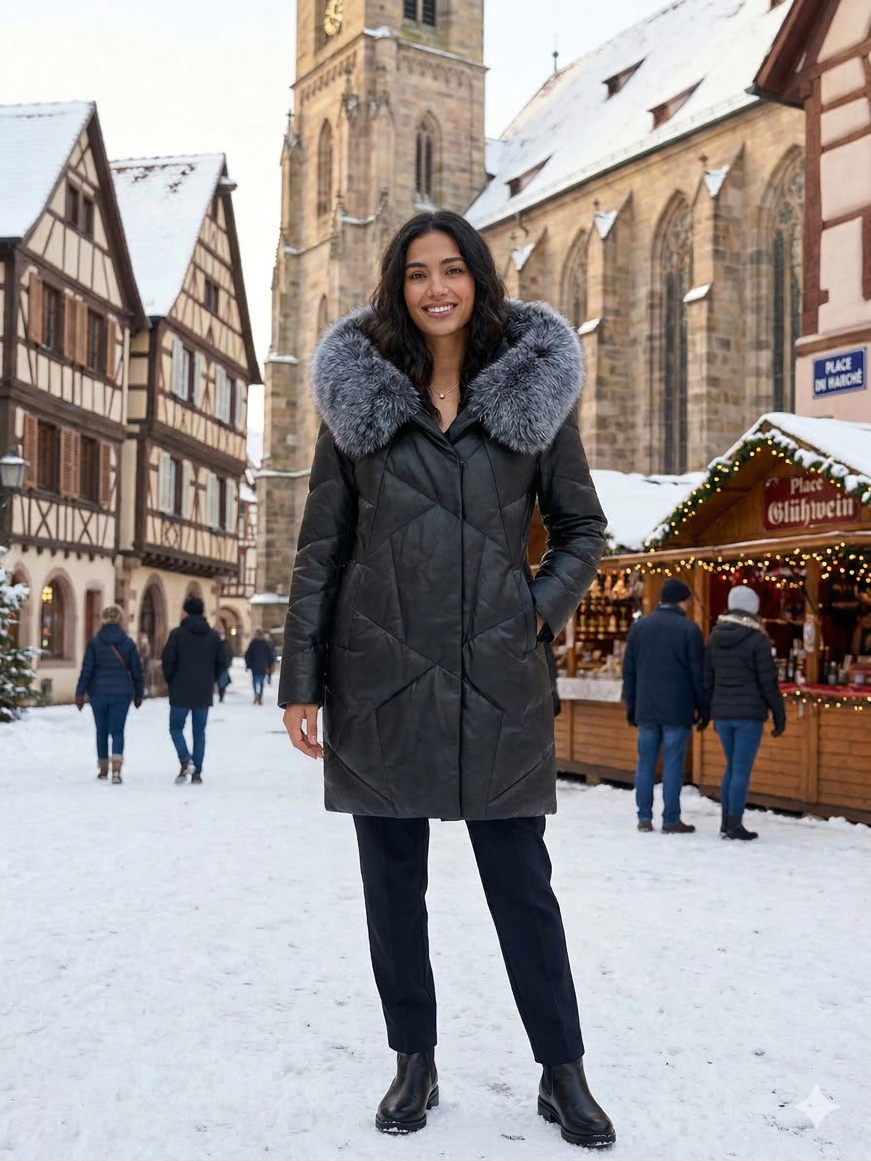 CAMPERA CLARY CUERO CON PIEL CORTA NEGRO