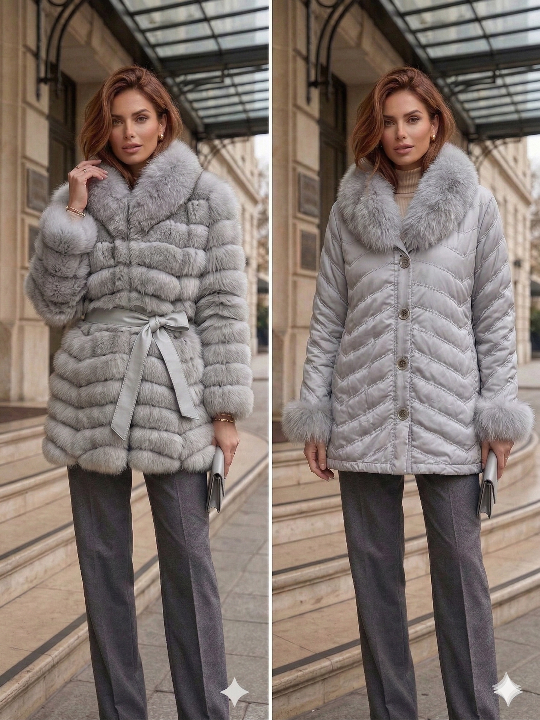 JACKET ZORRO REVERSIBLE LARGA ATAR MATIZADA