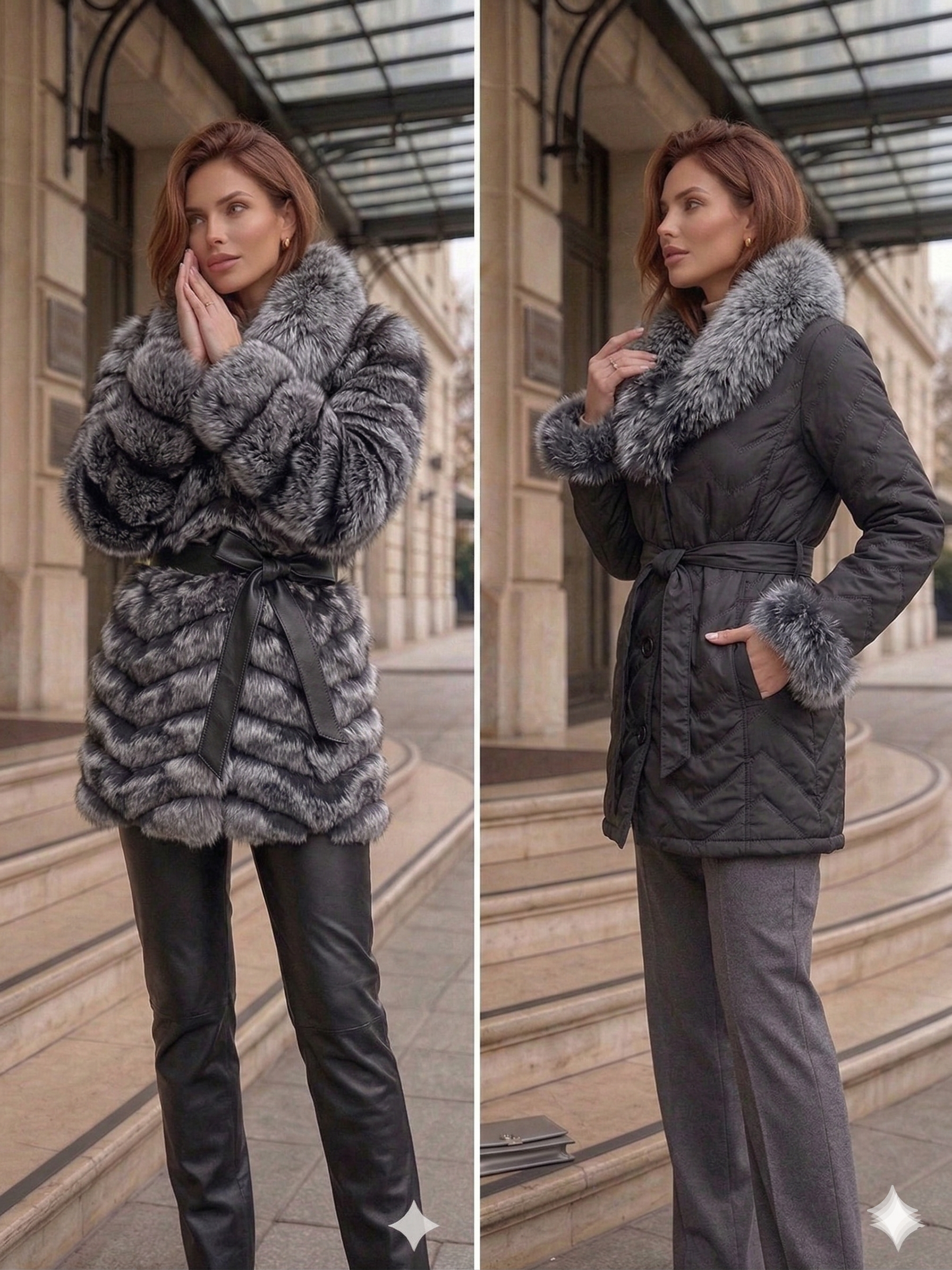 JACKET ZORRO REVERSIBLE LARGA ATAR MATIZADA