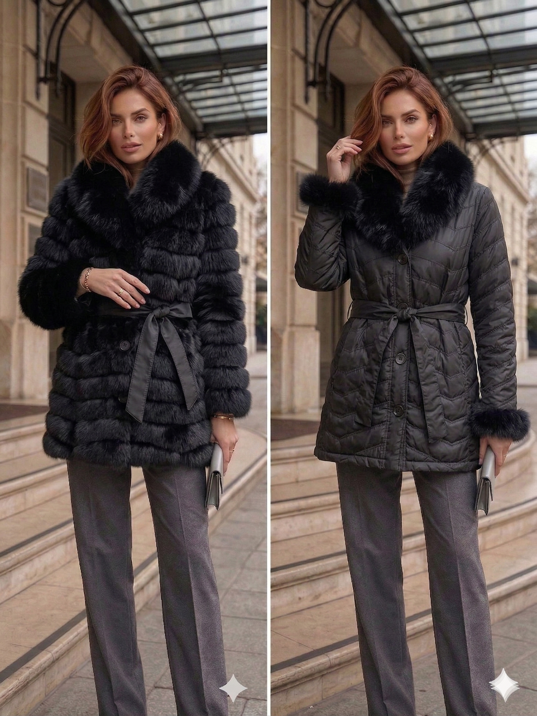 JACKET ZORRO REVERSIBLE LARGA ATAR MATIZADA
